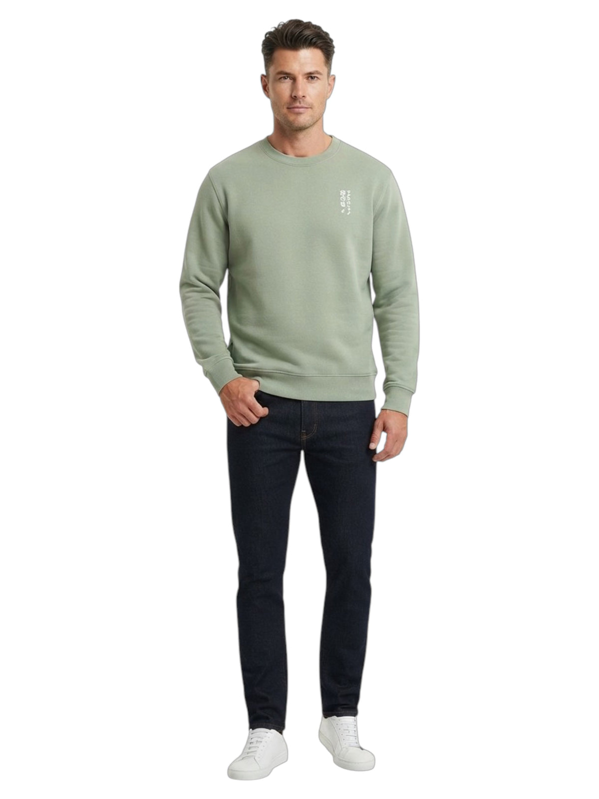 Image for Men's Printed Sweater,Sage Green