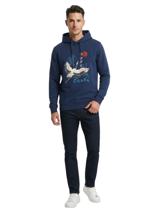 Image for Men's Printed Hoodie,Navy Blue