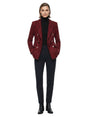 Image for Women's Plaid Knitted Blazer,Red