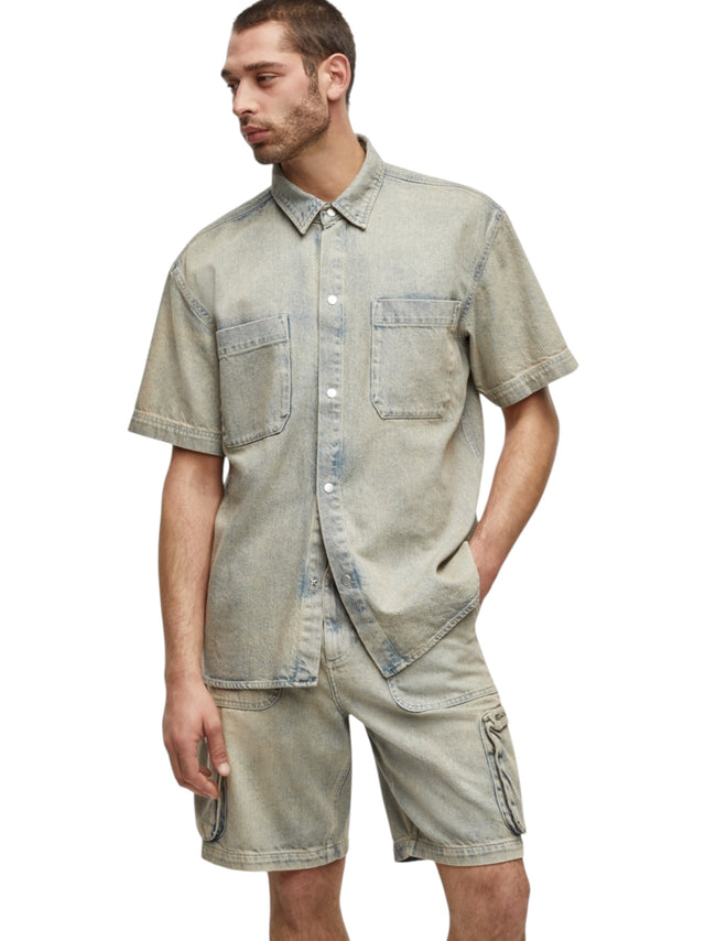 Image for Men's Plain Denim Dress Shirt,Beige