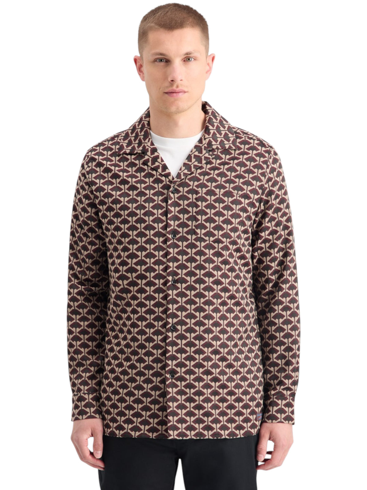 Image for Men's Printed Dress Shirt,Burgandy