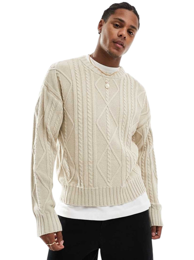 Image for Men's textured Knitted Sweater,Beige