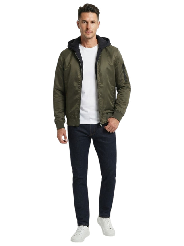 Image for Men's Plain Solid Jacket,Olive