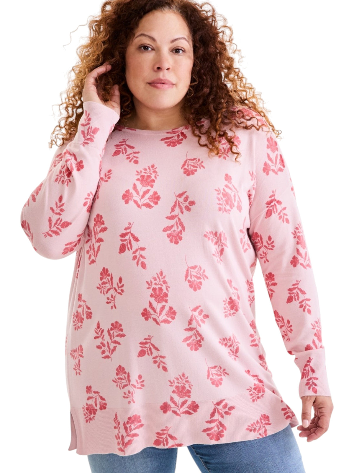 Image for Women's Floral Printed Top,Light Pink