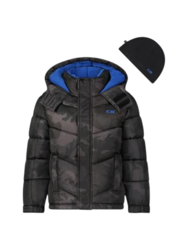 Image for Kids Boy's Plain Puffer Jacket With Hat,Black