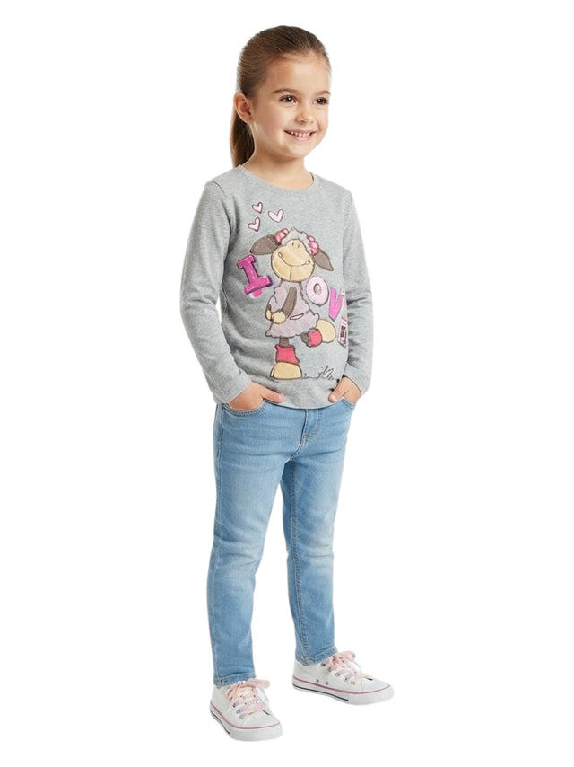 Image for Kids Girl's Printed Top,Grey