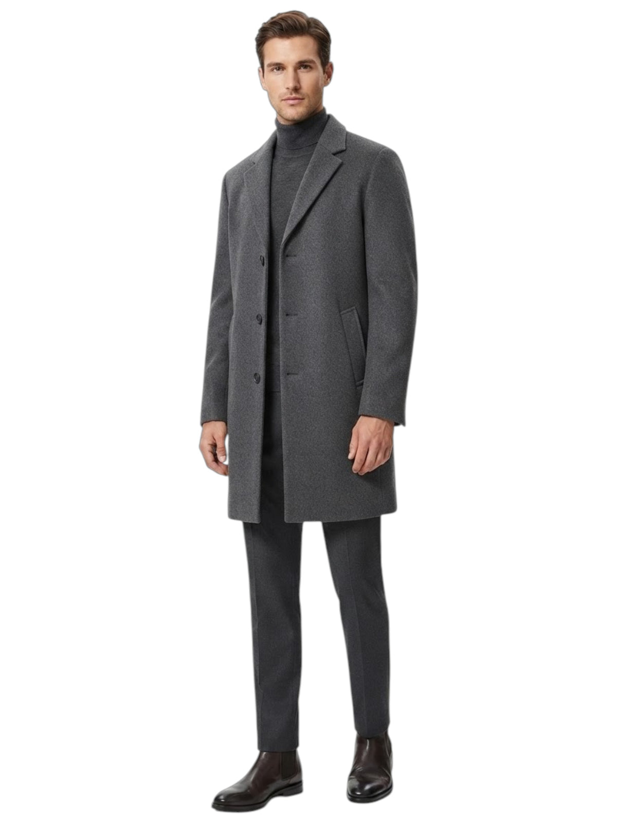 Image for Men's Textured Knitted Coat,Grey