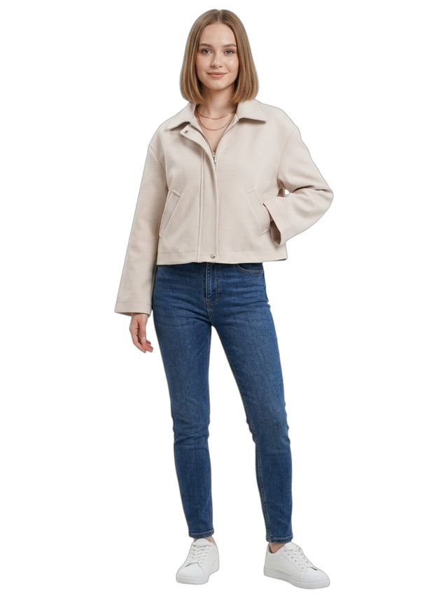 Image for Women's Plain Bomber Jacket,Off White