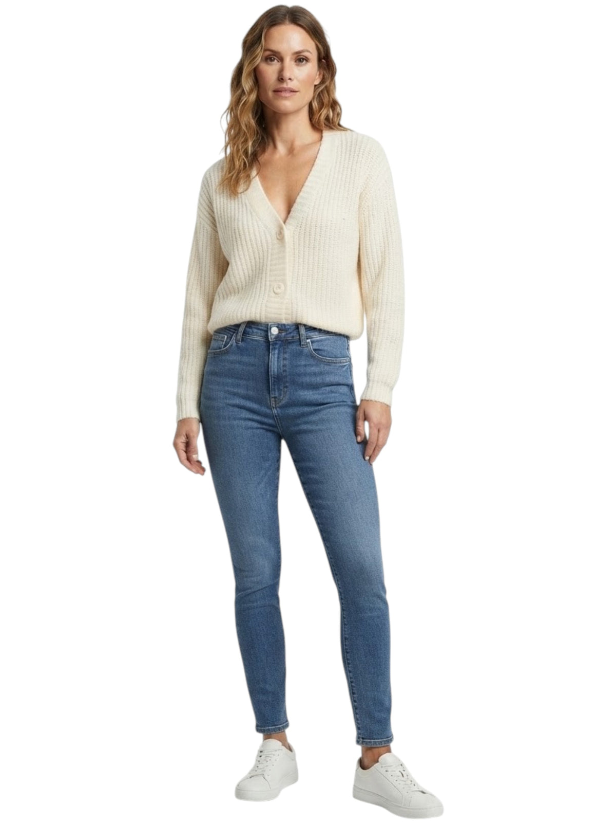 Image for Women's Textured Knitted Cardigan,Off White