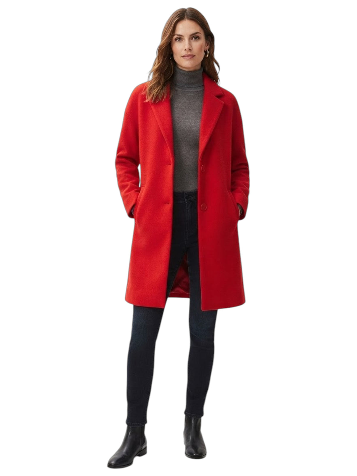 Image for Women's Textured Knitted Coat,Red
