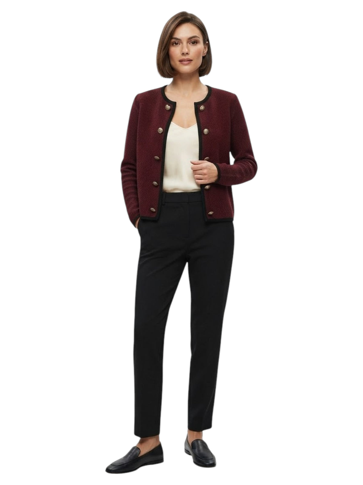 Image for Women's Textured Knitted Cardigan,Burgundy