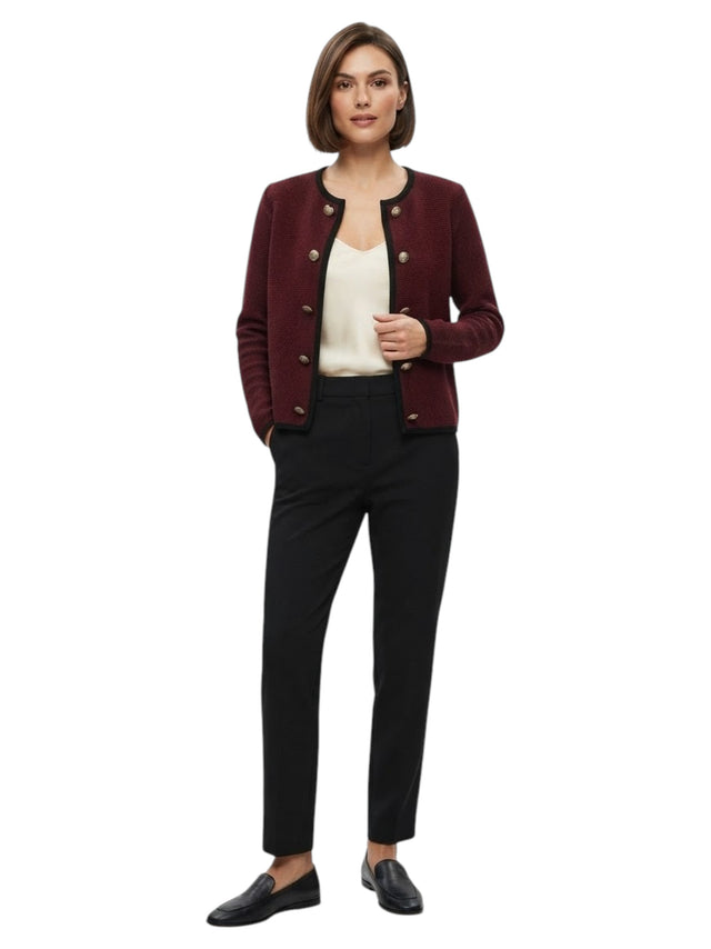 Image for Women's Textured Knitted Cardigan,Burgundy