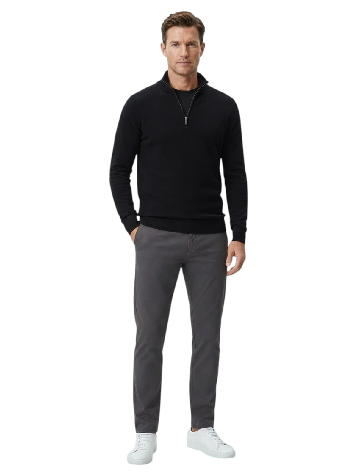 Image for Men's Ribbed Knitted Sweater,Black