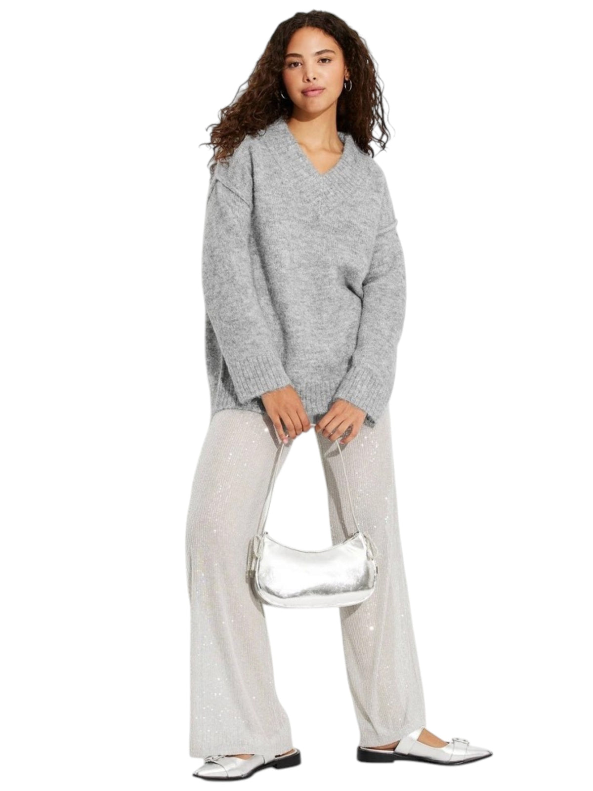 Image for Women'S Textured Knitted Sweater,Grey