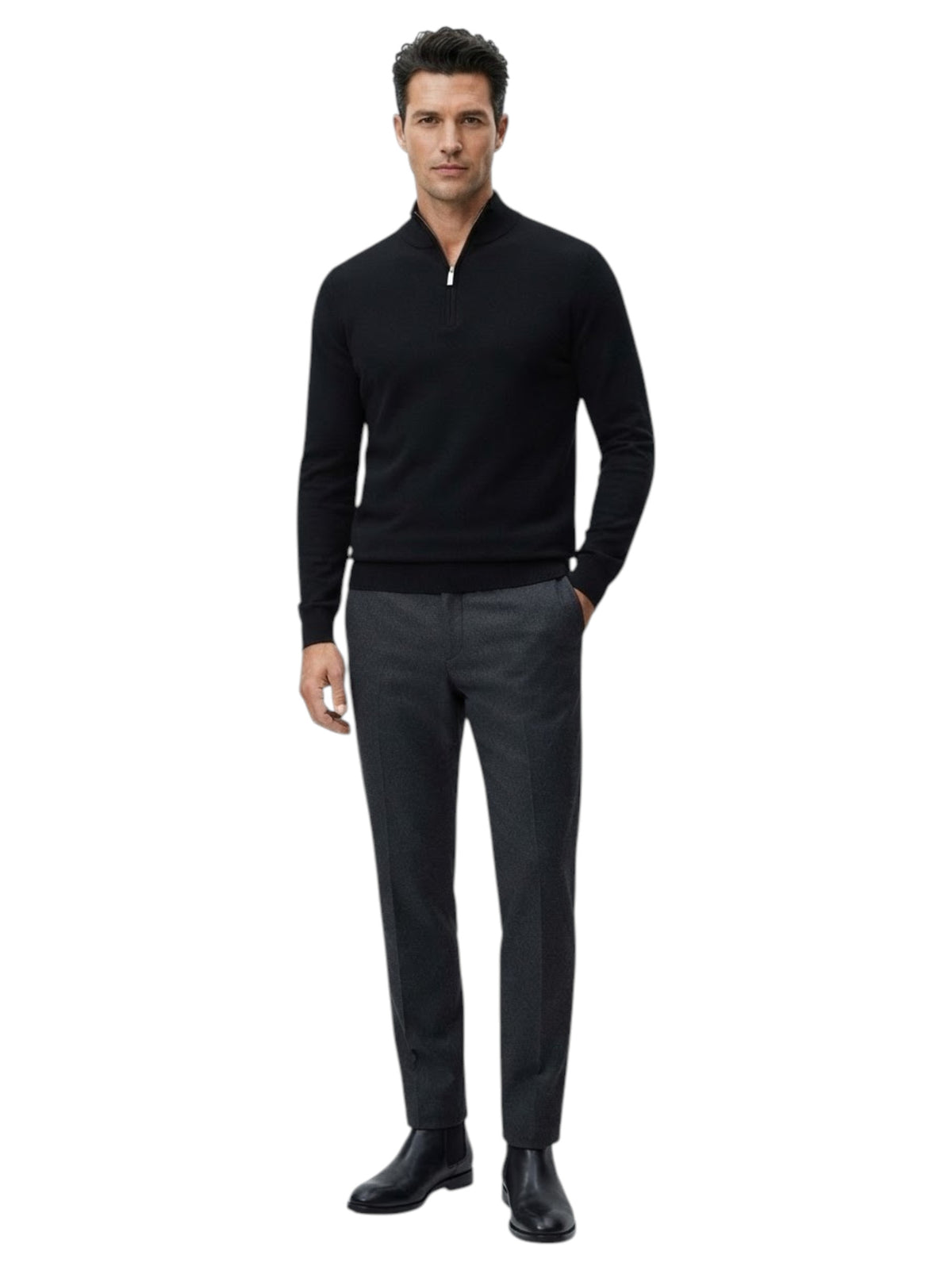 Image for Men's Ribbed Knitted Sweater,Black