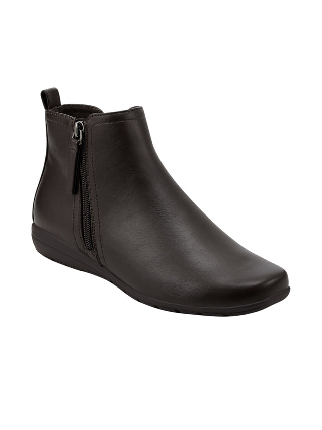 Image for Women's Plain Leather Ankle Boots,Dark Brown