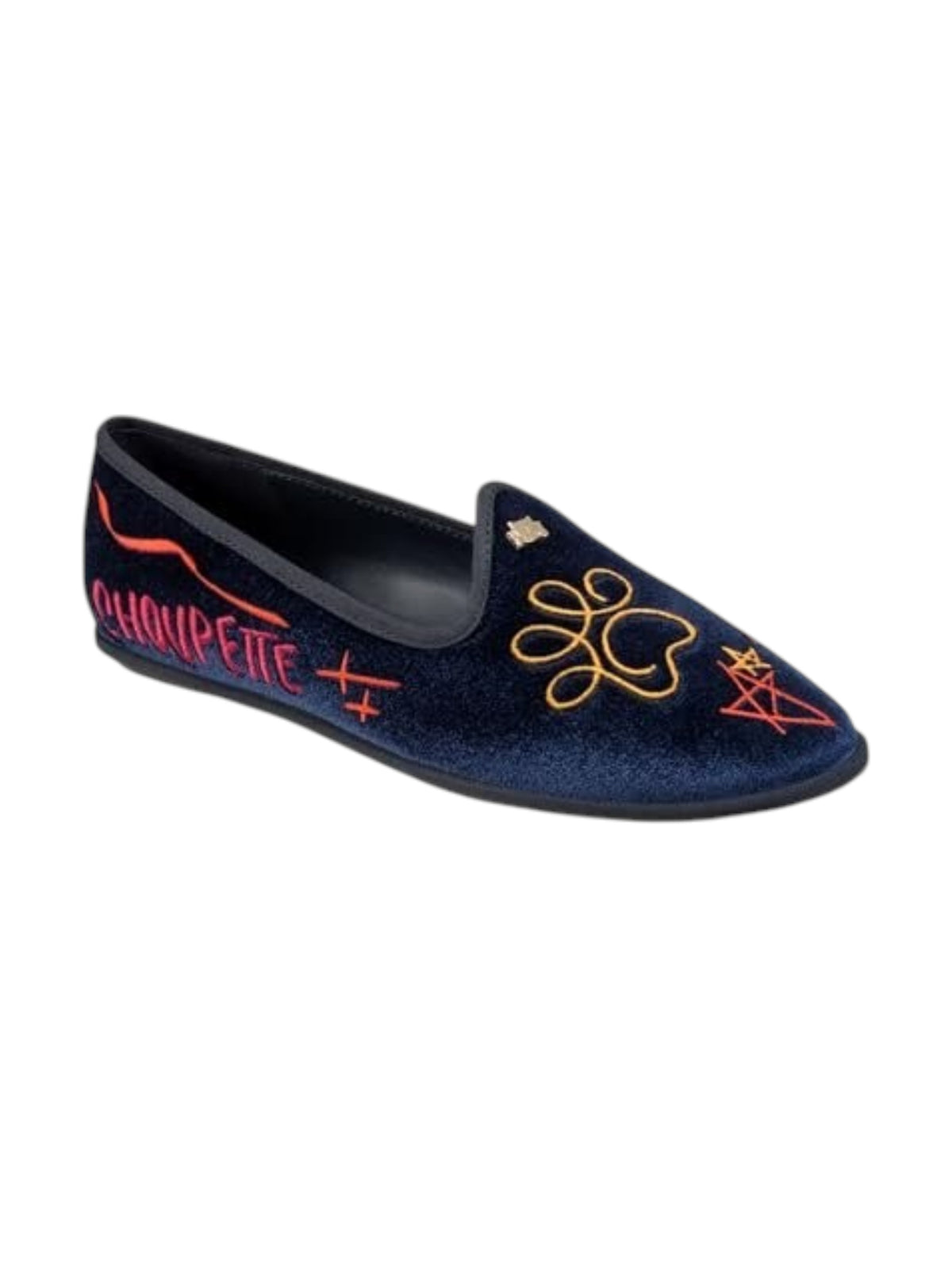 Image for Women's Embroidered Ballerinas,Navy