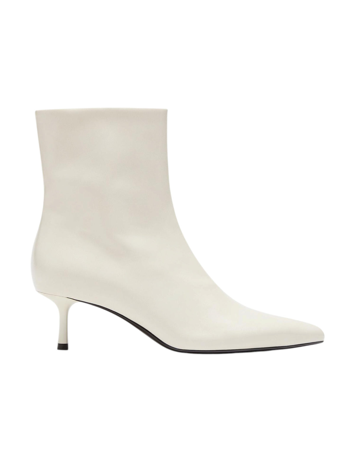 Image for Women's Plain Leather Heeled Ankle Boots,White