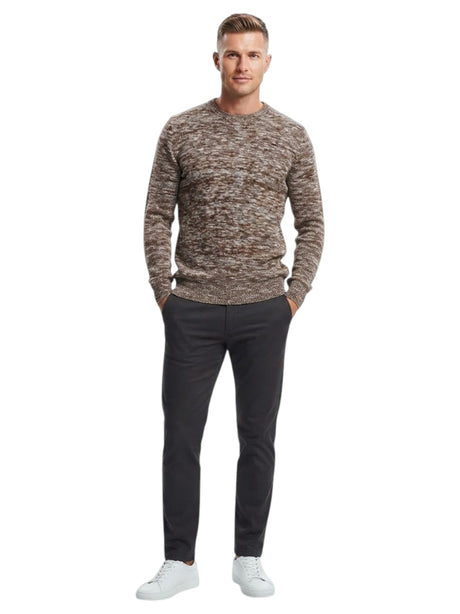 Image for Men's Textured Knitted Sweater,Brown/White