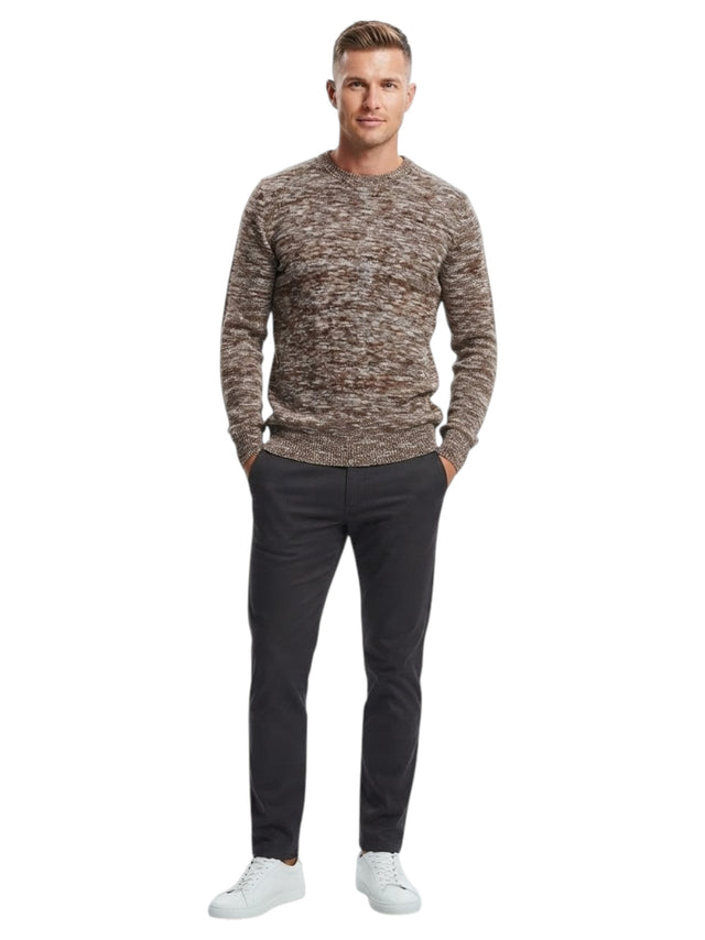 Image for Men's Textured Knitted Sweater,Brown/White