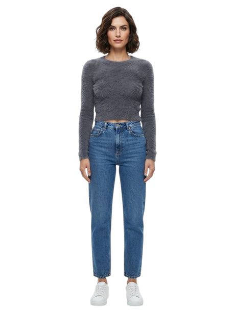 Image for Women's Plain Fluffy Top,Grey