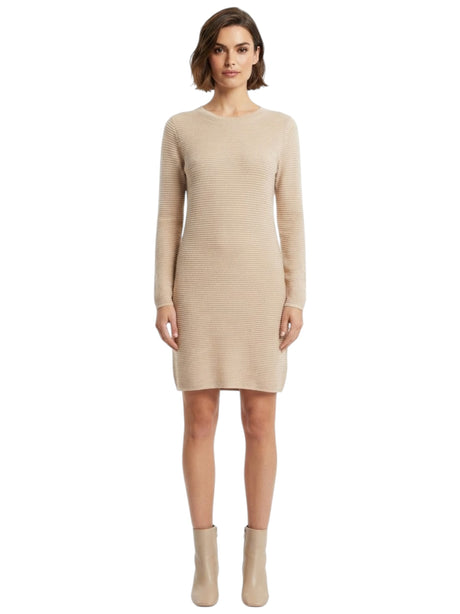 Image for Women's Ribbed Dress,Beige