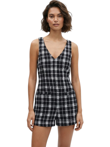 Image for Women's Plaid Knitted Jumpsuit,Black/White