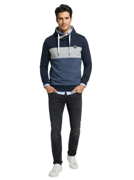 Image for Men's Striped Hoodie,Navy/Grey