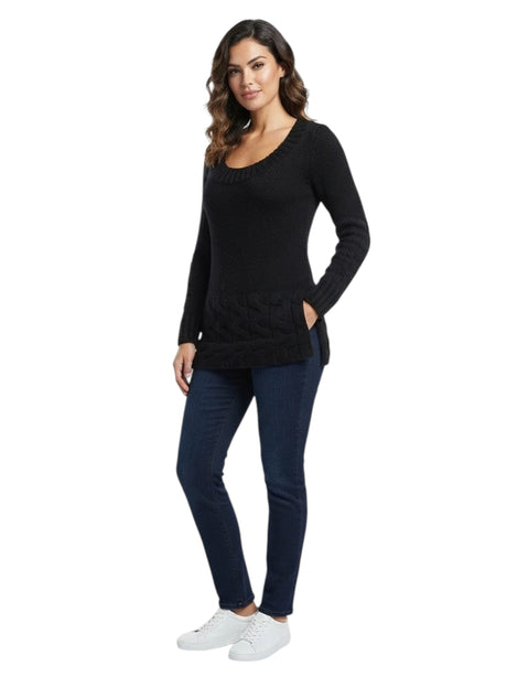 Image for Women's Ribbed Knitted Top,Black