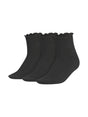 Image for Adidas Women's 3 Pairs Ribbed/Ruffle Ankle Socks Set,Black