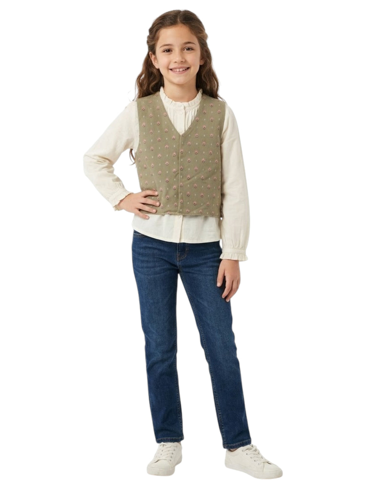 Image for Kids Girl's Printed Vest,Olive Green