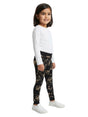 Image for Kids Girls Printed Pants,Black/Beige