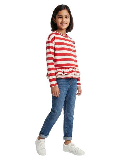 Image for Kids Girls Striped Top,Red/White