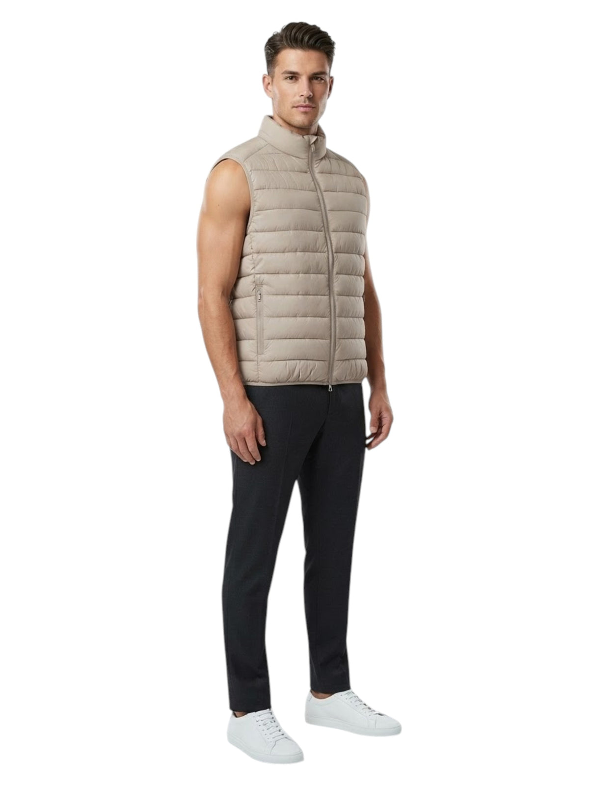 Image for Men's Plain Puffer Gilet,Beige