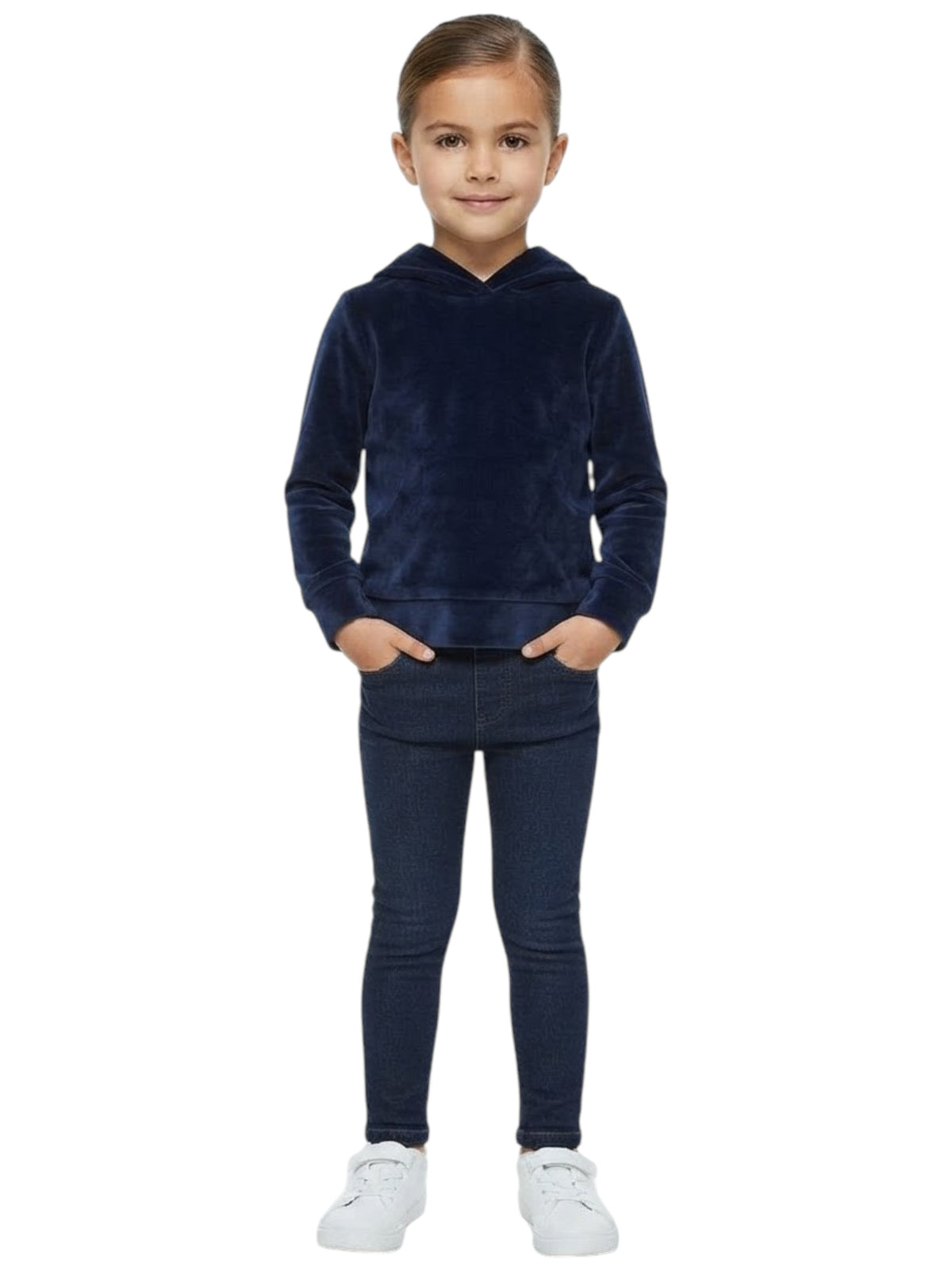 Image for Kids Girls Plain Hoodie,Navy Blue