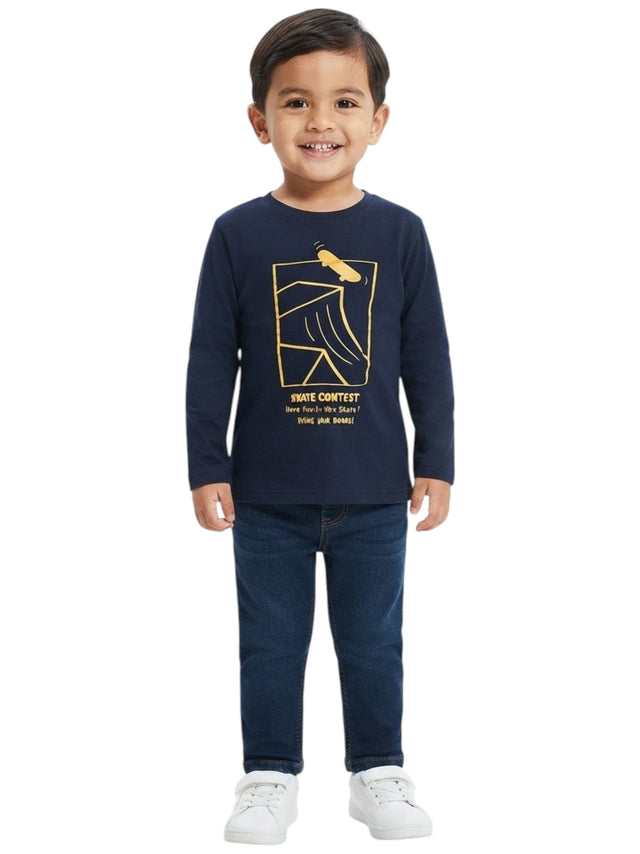 Image for Kids Boys Printed Top,Navy Blue
