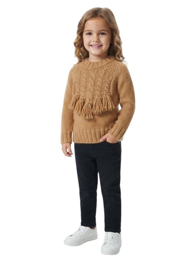Image for Kids Girls Ribbed Top,Light Brown