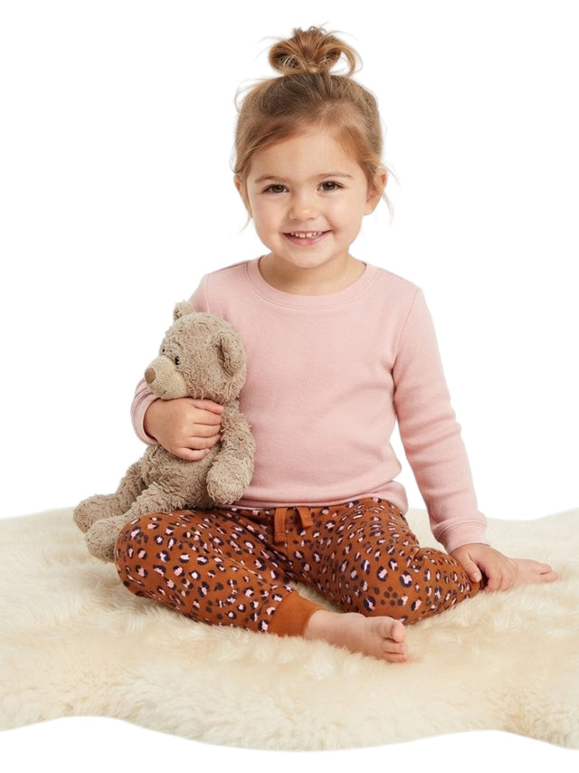 Image for Kids Girls Leo Print Pants,Brown