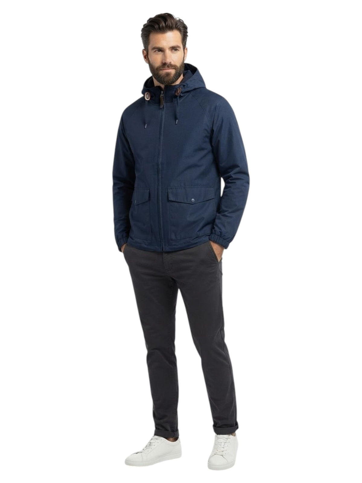 Image for Men's Textured Puffer Jacket,Navy Blue