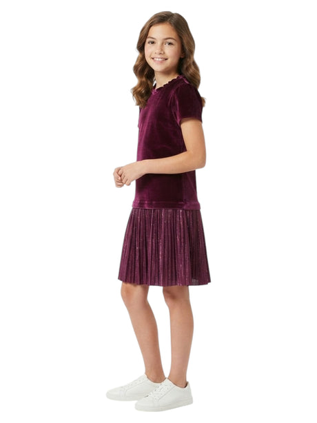Image for Kids Girls Textured Velvet Dress,Burgundy