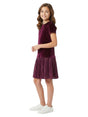 Image for Kids Girls Textured Velvet Dress,Burgundy