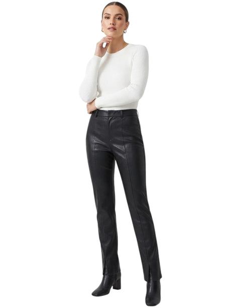 Image for Women's Plain Leather Pants,Black