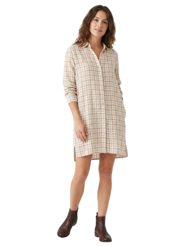 Image for Women's Plaid Dress,Beige