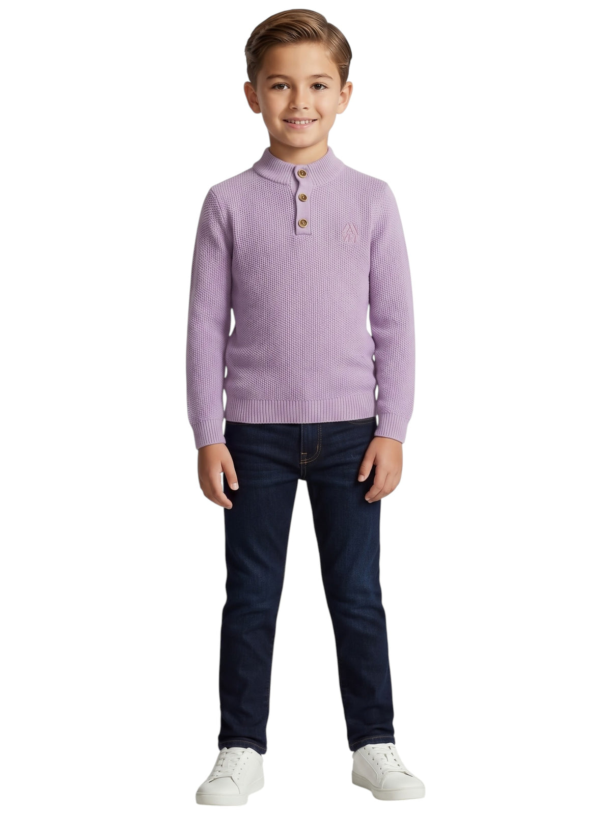 Image for Kids Boy Textured Sweater,Purple
