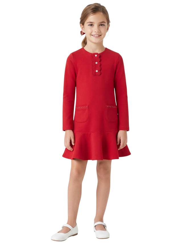 Image for Kids Girl Plain Dress,Red