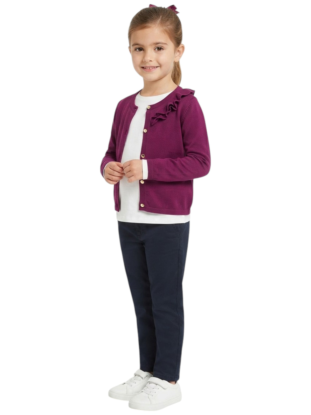 Image for Kids Girl Plain Cardigan,Purple