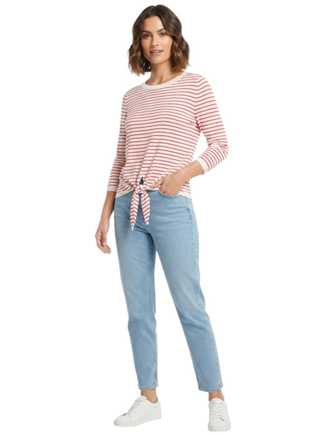 Image for Women's Striped Top,Red/White