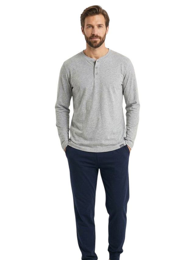 Image for Men's Plain Sleepwear Set,Navy/Grey