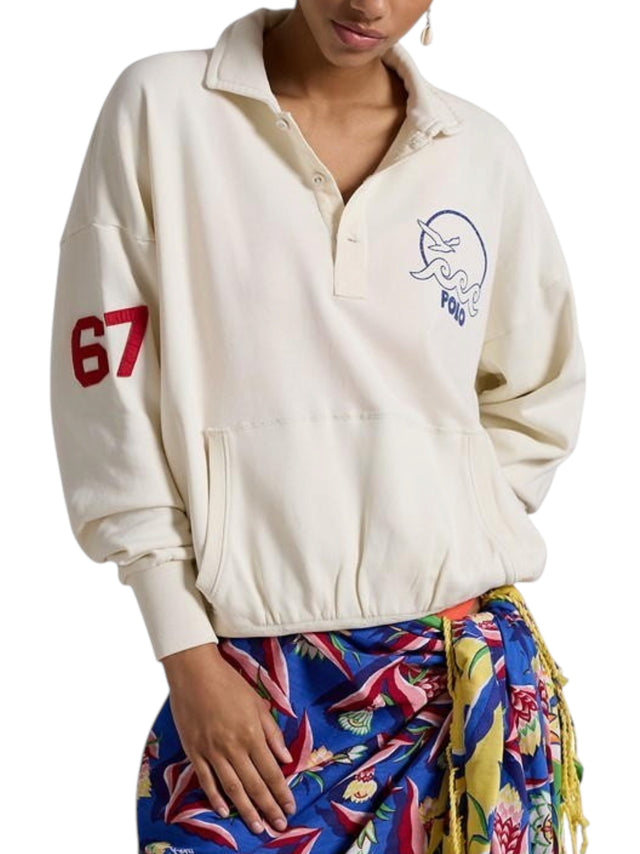 Image for Women's Brand Logo Embroidered Top,Off White