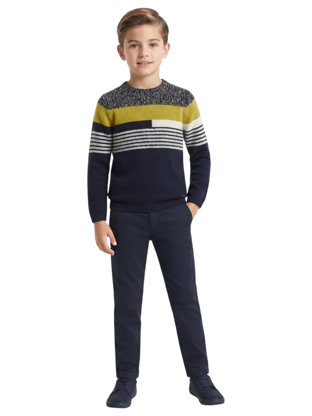 Image for Kids Boy Striped Sweater,Navy/Green